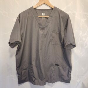 Dagacci Scrub Top Short‎ Sleeve Unisex Size XL Gray Pockets Medical Uniform